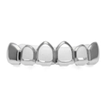 Grillz hip hop argent poli à six dents avec design de cadre creux et finition métal - Dents Supérieures en Argent (Ajouré Lisse)