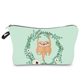 Waterdichte toilettas met luiaardprint op licht mintgroene stof voor op reis - Luiaard Print (hzb950)