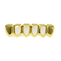 Grillz dentaire plaqué or hip-hop avec découpes en cœur pour un look urbain élégant - Dents Inférieures en Or (Ajouré Lisse)