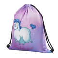 Cute fat unicorn drawstring backpack with starry night print and My Little Unicorn text - Purple Gradient Unicorn Pattern (skd29014)