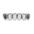 Grillz hip hop argentés à six dents polis avec une finition métallique miroir pour le style - Dents Inférieures en Argent (Ajouré Lisse)