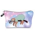 Waterproof digital print makeup bag featuring a cute sloth on a starry sky background - Cartoon Sloth Galaxy Print (hzb940)
