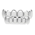 Ensemble grillz dentaires hip hop fini argent poli avec surface réfléchissante - Ensemble Argent (Crocs Ajourés)