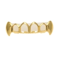 Grillz à six dents plaqué or avec crocs de vampire personnalisés pour le style hip-hop - Dents Supérieures en Or (Crocs Ajourés)