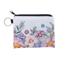 Détail du porte-monnaie à fleurs aquarelles avec fermeture éclair et anneau métallique - Style Aquarelle Florale (lqb3021)