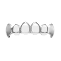 Grillz hip hop argentés à six dents avec cadre évidé pour un style urbain tendance - Dents Supérieures en Argent (Crocs Ajourés)