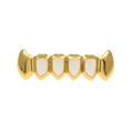 Grillz hip hop dorés avec design à six dents et finition métallique polie - Dents Inférieures en Or (Crocs Ajourés)