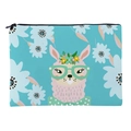 Schattige alpaca cosmetische tas in hemelsblauw canvas met stevige rits voor dames - Hemelsblauwe Cartoon Alpaca Stijl (fxhzb775)