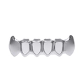 Grillz dentaire hip hop en argent poli avec design à six dents et crocs pointus - Dents Inférieures en Argent (Crocs Ajourés)