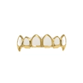 Grillz hip hop 8 dents plaqué or poli au design évidé avec une finition brillante - Dents Supérieures en Or (Crocs Entièrement Ajourés)