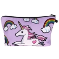 Make-up Tasche mit pinkem Einhorn-Druck, Regenbogenmuster und schwarzem Reißverschluss - Traumhafter Regenbogen Einhorn-Stil (hzb739)