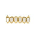 Grillz hip hop plaqués or à six dents avec une surface métallique polie et brillante - Dents Inférieures en Or (Crocs Entièrement Ajourés)