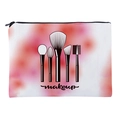 Portable white canvas makeup bag featuring floral watercolor print and makeup brush design - Pink Makeup Brush Pattern (fxhzb768)