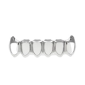 Set de grillz argentés avec dents de vampire et six dents pour un style hip-hop - Dents Inférieures en Argent (Crocs Entièrement Ajourés)