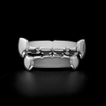 Ensemble de grillz vampire en argent poli avec barres en silicone pour style hip hop - Ensemble Argent (Crocs Pointus)