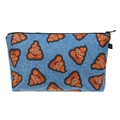 Make-up tasje in denimstijl met cartoonprint en veilige zwarte ritssluiting voor reis - Blauw Denim Emoji (hzb866)