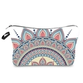 Portable mandala print makeup bag with colorful geometric patterns and black zipper strap - Mandala Print (hzb900)