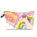 Vibrant rainbow unicorn digital print makeup bag with zipper and handle for travel - Rainbow Unicorn Print (hzb816)