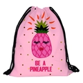 Bolsa rosa con cordón y bonito estampado de piña con diseño de Be A Pineapple - Estampado de Piña Rosa (skd29068)
