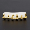 Grillz dentaire doré style lave fondue pour dents du bas avec barre de fixation silicone - Grillz en Or Lave Volcanique