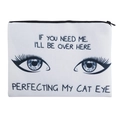 Trousse à maquillage en toile blanche avec imprimé œil de chat et citation - Impression Oeil De Chat (fxhzb705)