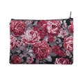 Trousse de maquillage rectangulaire à motif floral avec roses rouges et zip noir - Imprimé Floral Éclatant (fxhzb716)