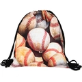 Baseball pattern drawstring bag with white ball prints and durable black rope straps - Baseball Print Style (skd27019)