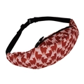 Pink waist bag with alpaca digital print, durable polyester fabric and adjustable black strap - Pink Alpaca (yab955)