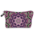 Detail of colorful Mandala pattern cosmetic bag with black zipper and wristlet strap - Mandala Pattern (hzb968)