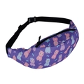 Deep purple waist bag featuring cute cartoon llama print with adjustable belt - Deep Purple Alpaca Bow (yab956)
