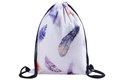 Sac à cordon avec motifs de plumes colorées sur toile blanche et cordes noires - Imprimé Plumes Colorées (skd29025)