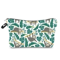 Detailed view of the sloth and monstera leaf print on a trapezoid toiletry bag - Hzb969