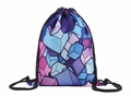 Drawstring bag with 3D geometric cube pattern in blue and pink for travel storage - 3D Geometric Cube Pattern (skd29008)