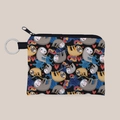 Detailed view of sloth cartoon coin purse with durable zipper and metal keychain loop - Cartoon Sloth and Hearts (lqb3072)