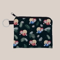 Detail of Christmas sloth coin purse with silver keychain ring and durable zipper - Christmas Themed Sloth Print (lqb3280)