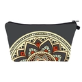 Deep grey mandala pattern digital print makeup bag with bohemian ethnic floral design - Dark Grey Colorful Mandala (hzb1002)