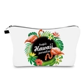 Detail of tropical canvas makeup bag with pink flamingo and hibiscus flower print - Tropical Hawaii Style (hzb892)