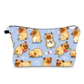 Detail of multi-functional travel cosmetic bag with cute cartoon pug dog digital print - Light Blue Pug Print (hzb1003)