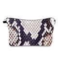 Detail shot of the faux snakeskin pattern and black metal zipper on the makeup bag - Snake Print (hzb996)