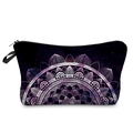 Mandala pattern makeup bag with purple starry galaxy print and zip closure - Purple Dark Blue Starry Mandala (hzb911)