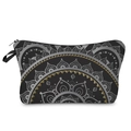 Detail of bohemian mandala print cosmetic bag with gold and silver patterns - Black Gold Silver Mandala (hzb916)