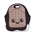 Detail of cartoon cookie lunch bag made of thick waterproof neoprene with durable stitching - Cartoon Biscuit (WCB701)
