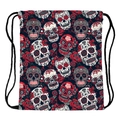 Turnbeutel mit mexikanischem Totenkopf- und Rosendruck aus wasserfestem Material - Mexikanischer Zuckerschädel Blumendruck (skd29081)