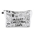 Waterproof Christmas makeup bag with hand-drawn black and white holiday graffiti print - Christmas Doodle Style (hzb1210)