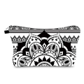 Mandala make-uptas voor dames met zwart-wit etnisch patroon en ritssluiting boven - Mandala Patroon (hzb1026)