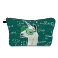 Waterproof toiletry bag with geeky alpaca math formula print and zipper closure - Dark Green Alpaca Print (hzb1027)