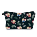 Neceser impermeable de Navidad con estampado de perezoso y cremallera negra de viaje - Patrón de Perezoso Navideño (hzb1231)