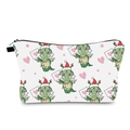 Détail de la trousse de maquillage de Noël blanche avec imprimé dragon vert festif - Style Festival de Dragon de Dessin Animé Blanc (hzb1234)