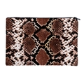Square snakeskin print makeup bag in brown oxford fabric with black zipper closure - Snakeskin Print Style (fxhzb777)