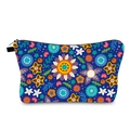 Waterproof bohemian floral makeup bag with digital print and secure zipper closure - Dark Blue Mandala Floral (hzb1075)